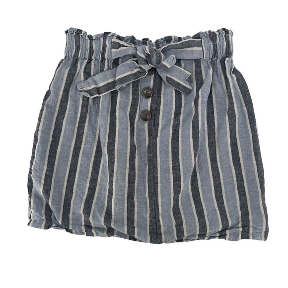 Angie Blue Striped Paper Bag Mini Skirt Size Large Women’s - Picture 1 of 4